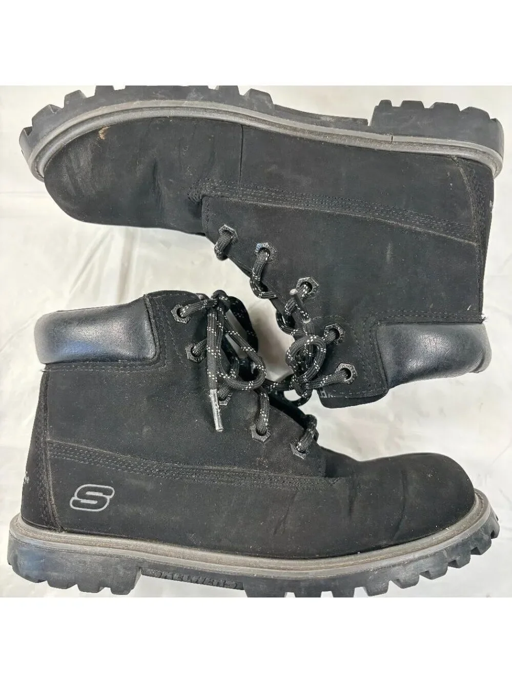 Sketchers Boys Mecca Bunkhouse Black Synthetic Ankle Work Boots